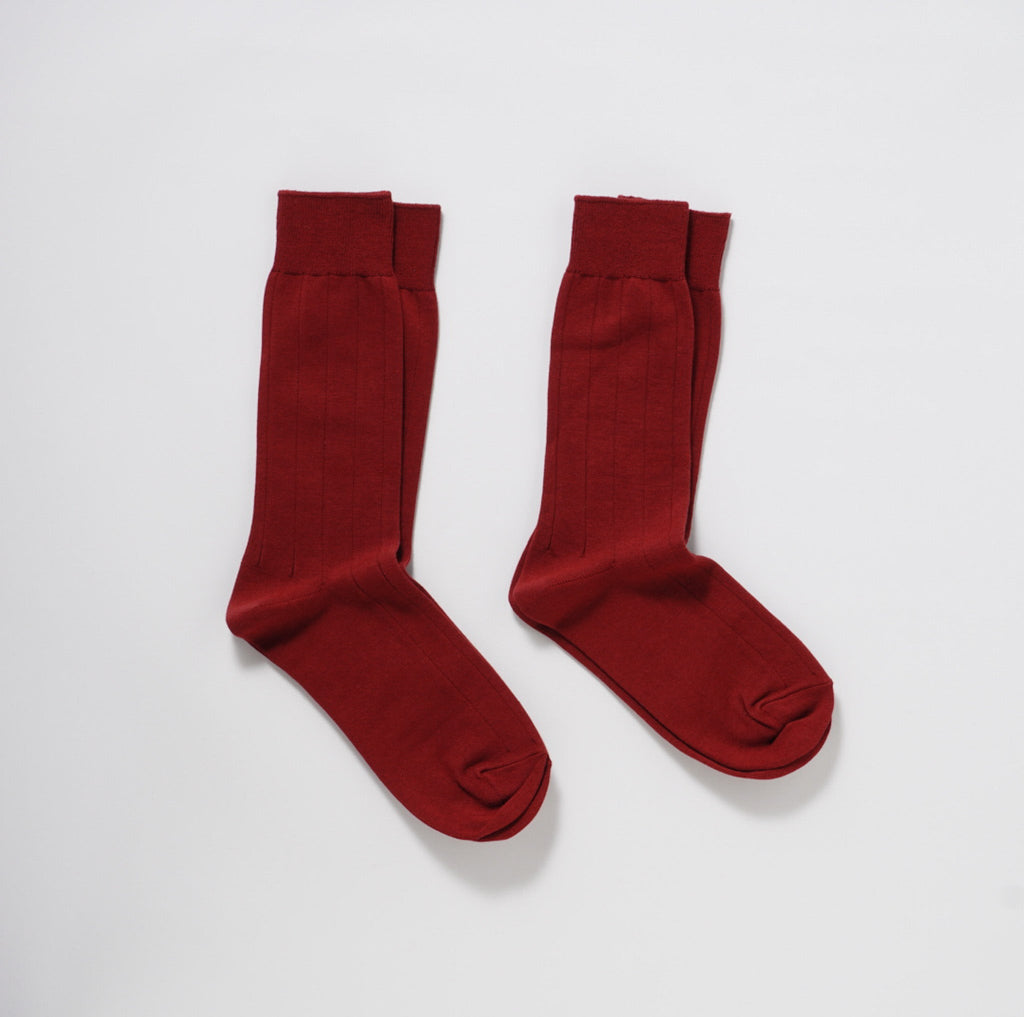 KIMURA` Cotton Rib Socks Dark Red 22-24cm and 25-27cm