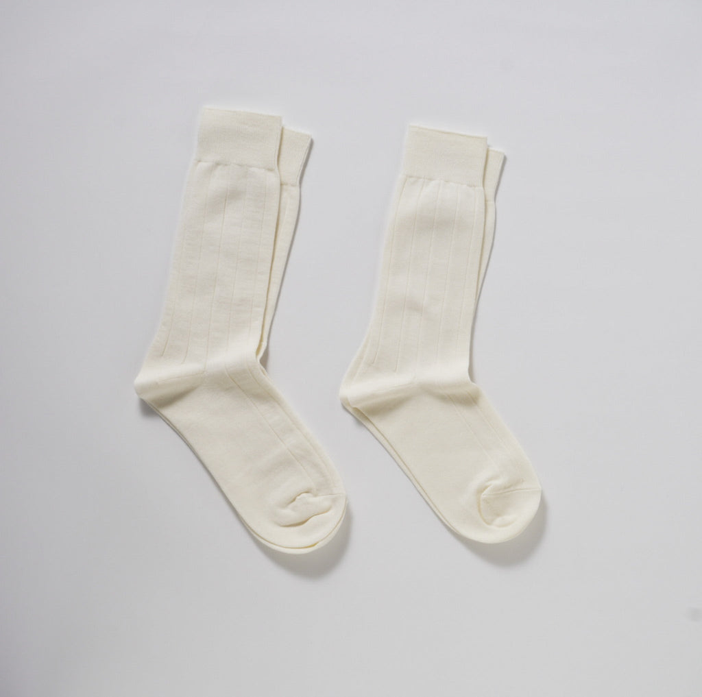 KIMURA` Cotton Rib Socks Off White 22-24cm and 25-27cm